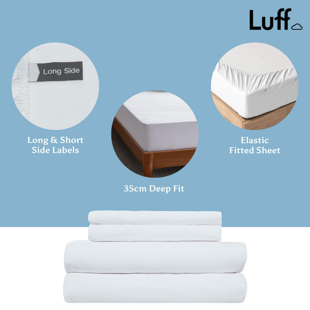 Luff White Organic Bamboo Silk 700TC Deep Fitted Sheet