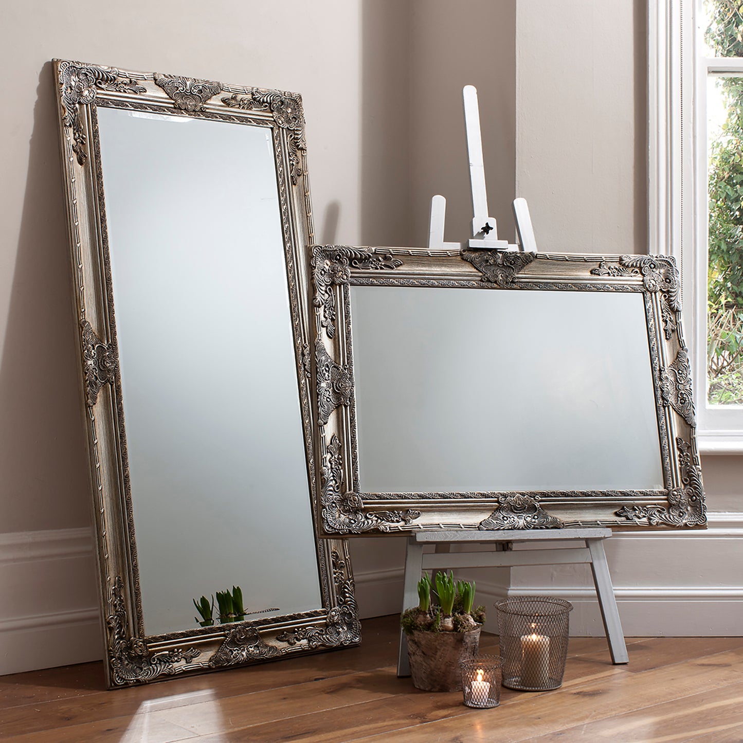 Hampshire Antique Silver Leaner Mirror