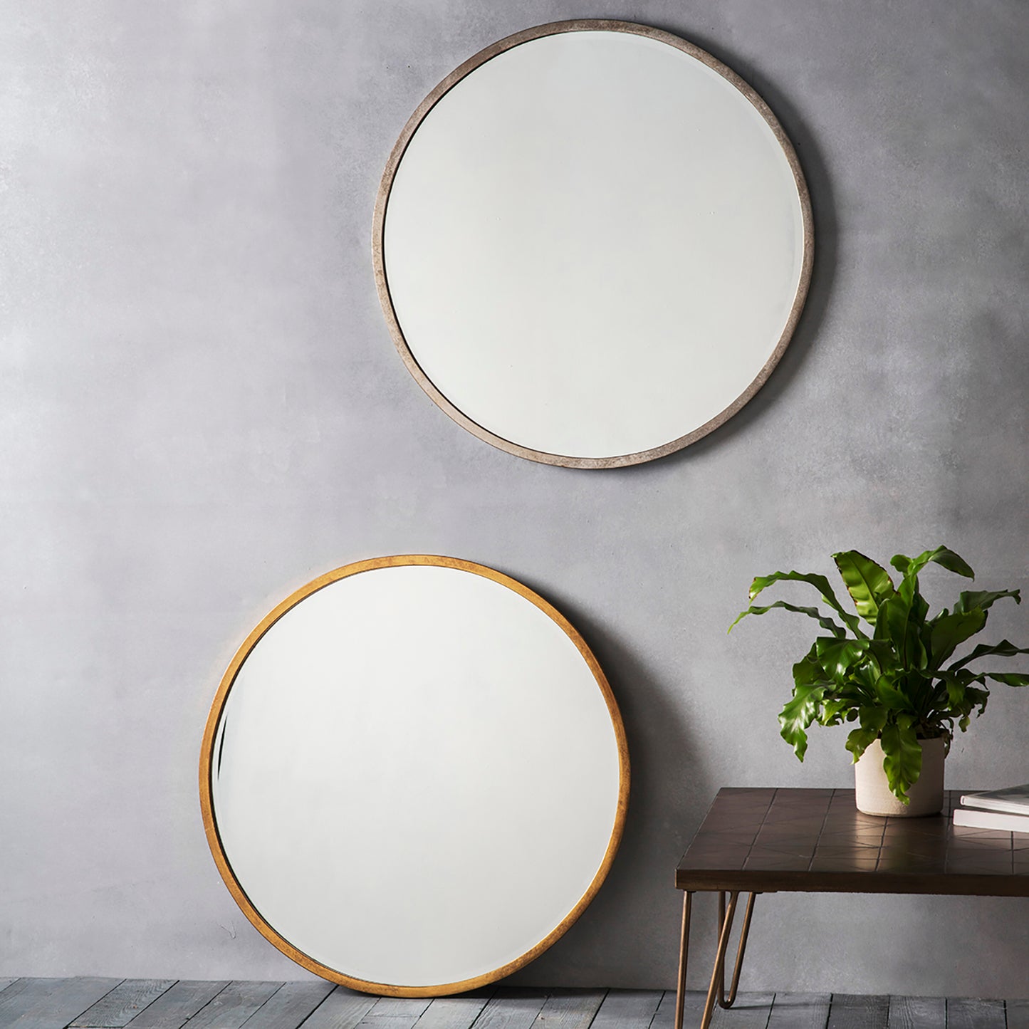 Higgins Antique Gold Round Mirror 80cm