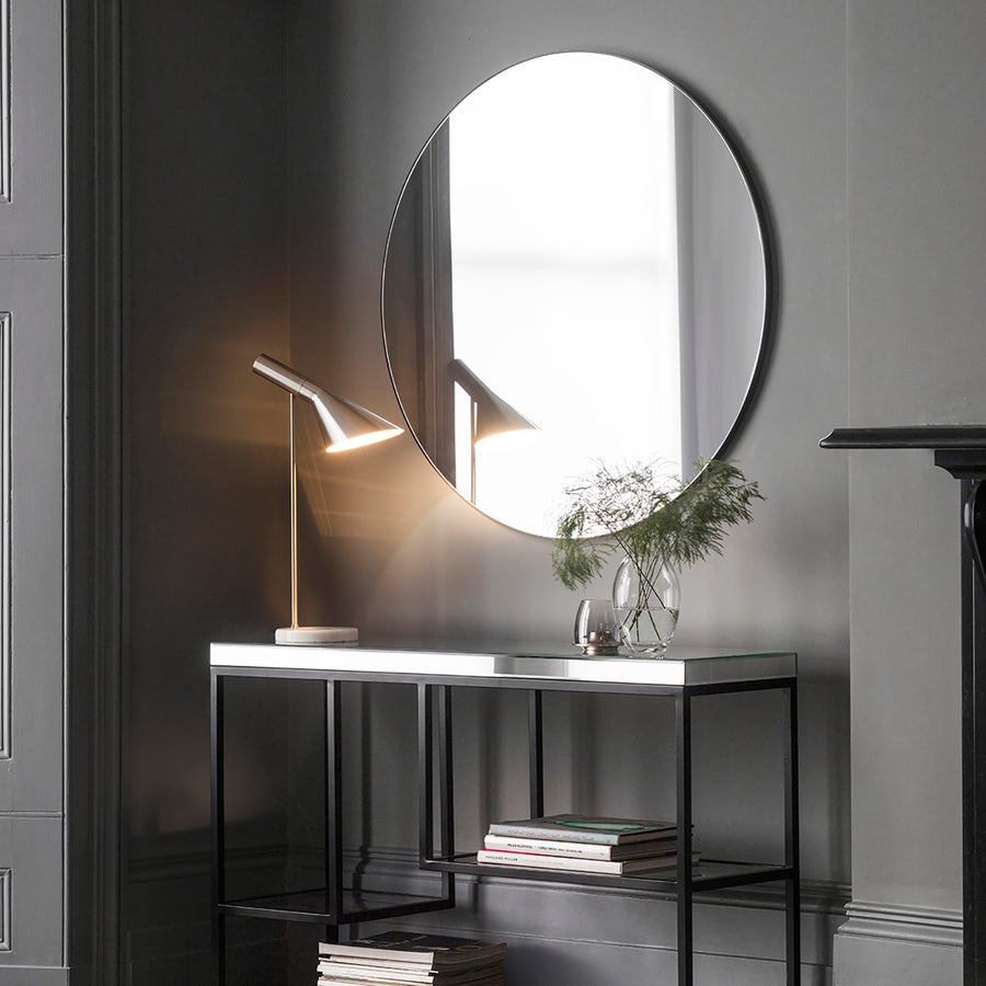 Hayle Black Round Mirror 100cm