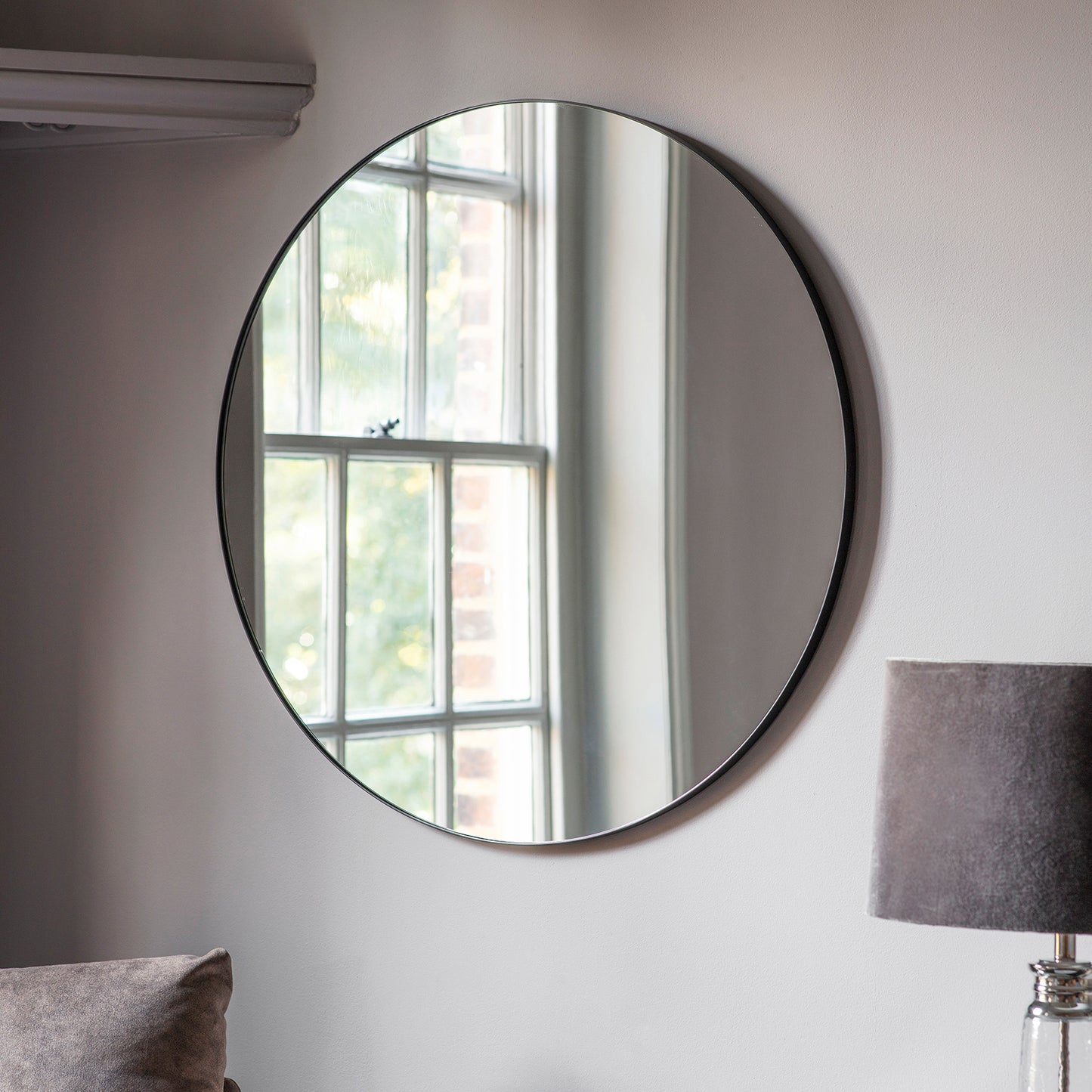 Bowie Black Round Mirror 80cm