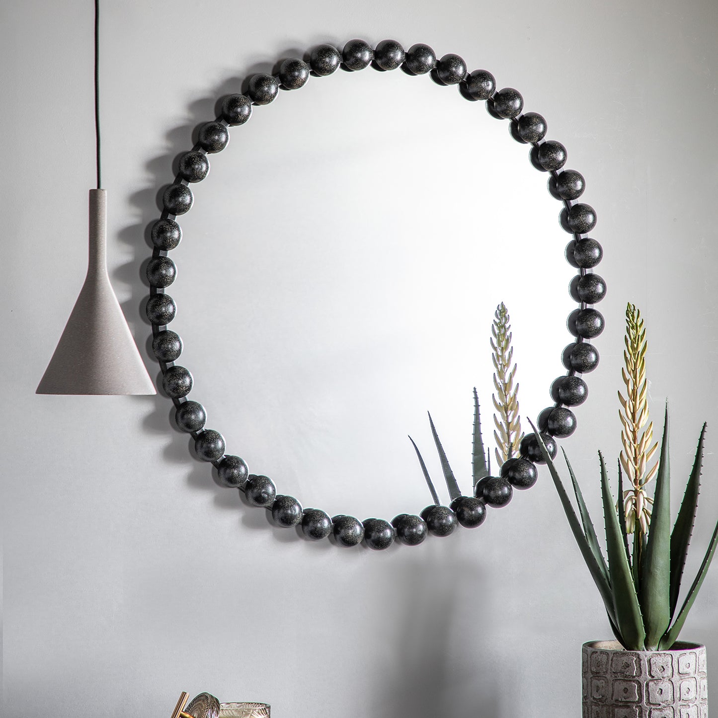 Ceretti Black Round Mirror 80cm