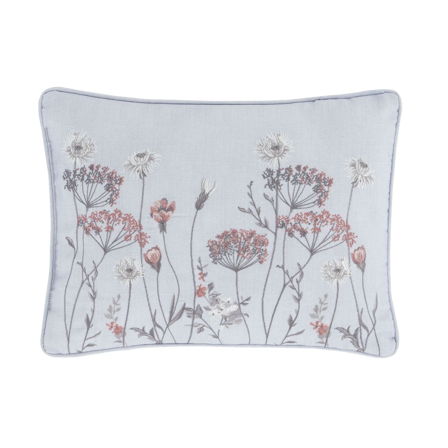 Catherine Lansfield Meadowsweet Grey Floral Embroidered Cushion