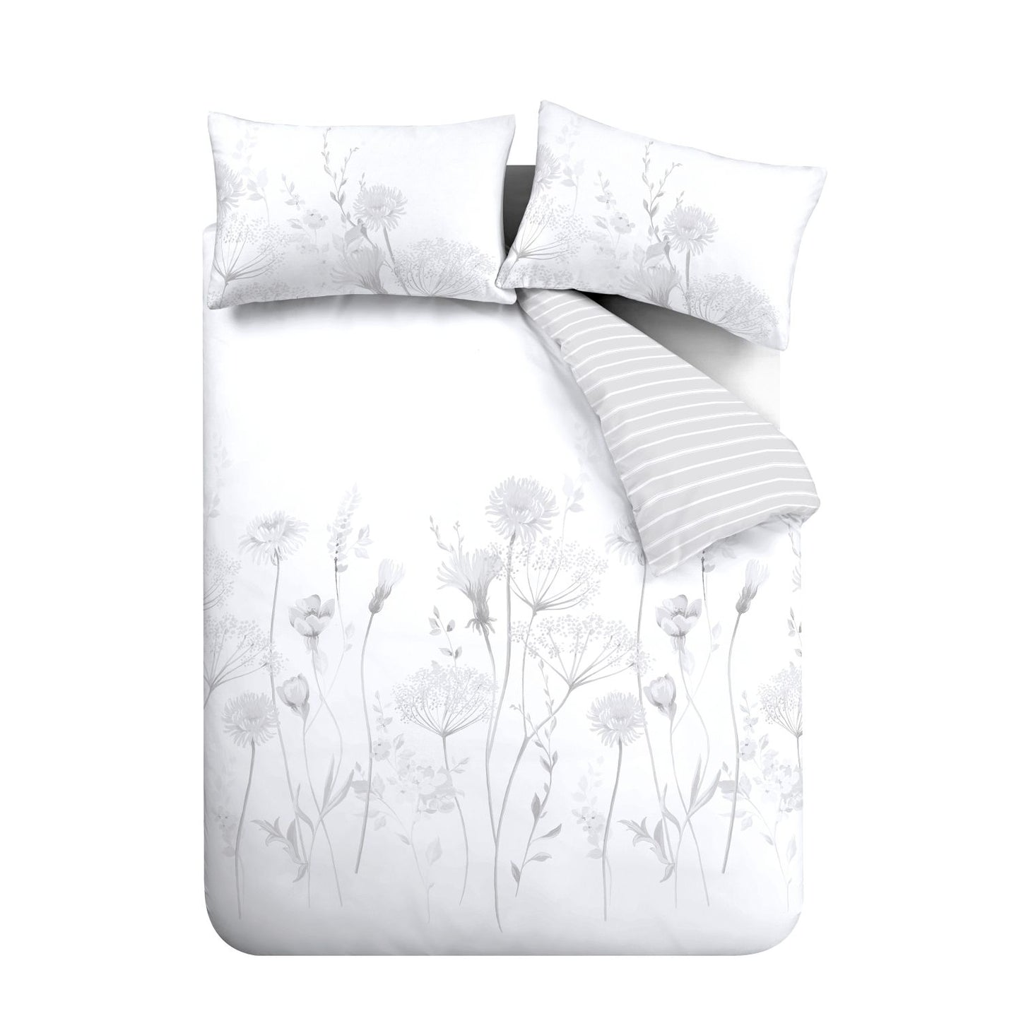 Catherine Lansfield Meadowsweet White/Grey Floral Duvet Set
