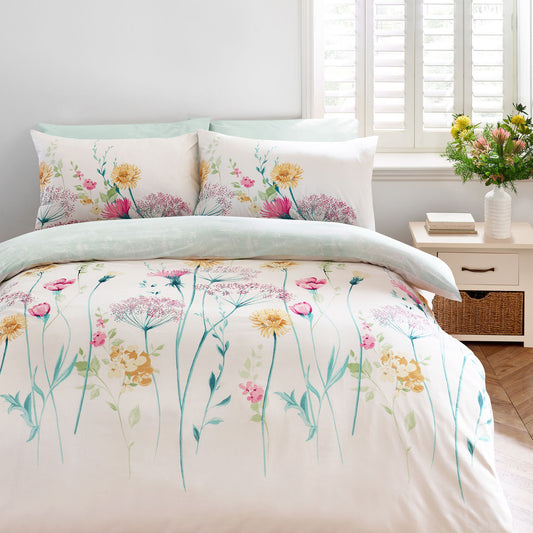Catherine Lansfield Meadowsweet Bright Floral Reversible Duvet Set
