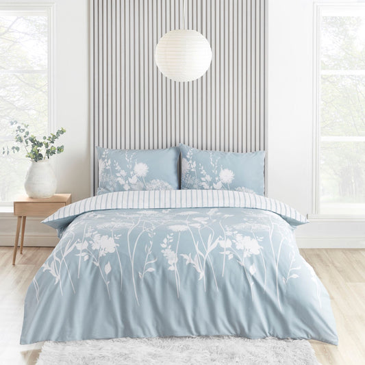 Catherine Lansfield Meadowsweet Sea Spray Blue Floral Duvet Set