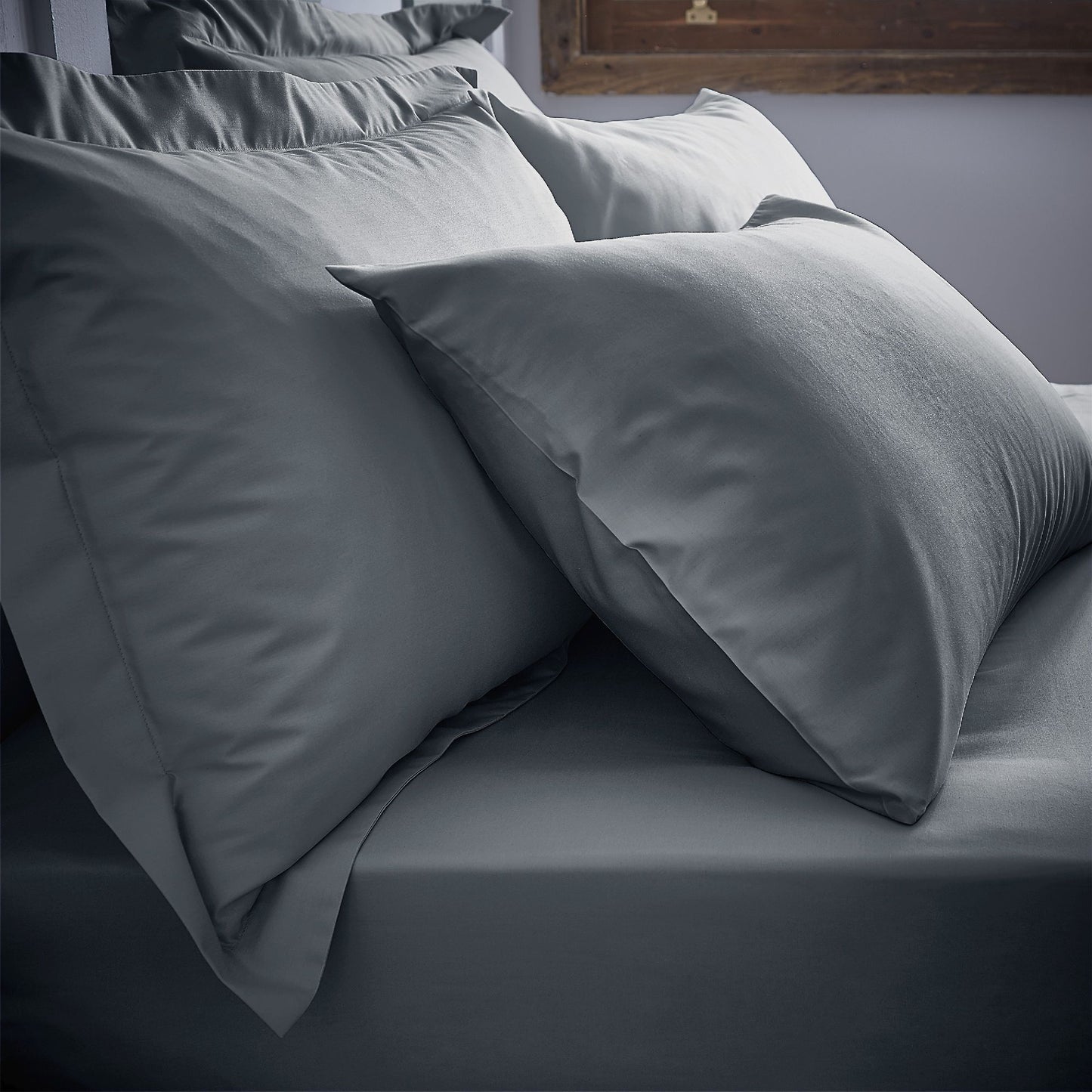 Bianca Charcoal 200TC Cotton Percale Oxford Pillowcase Pair