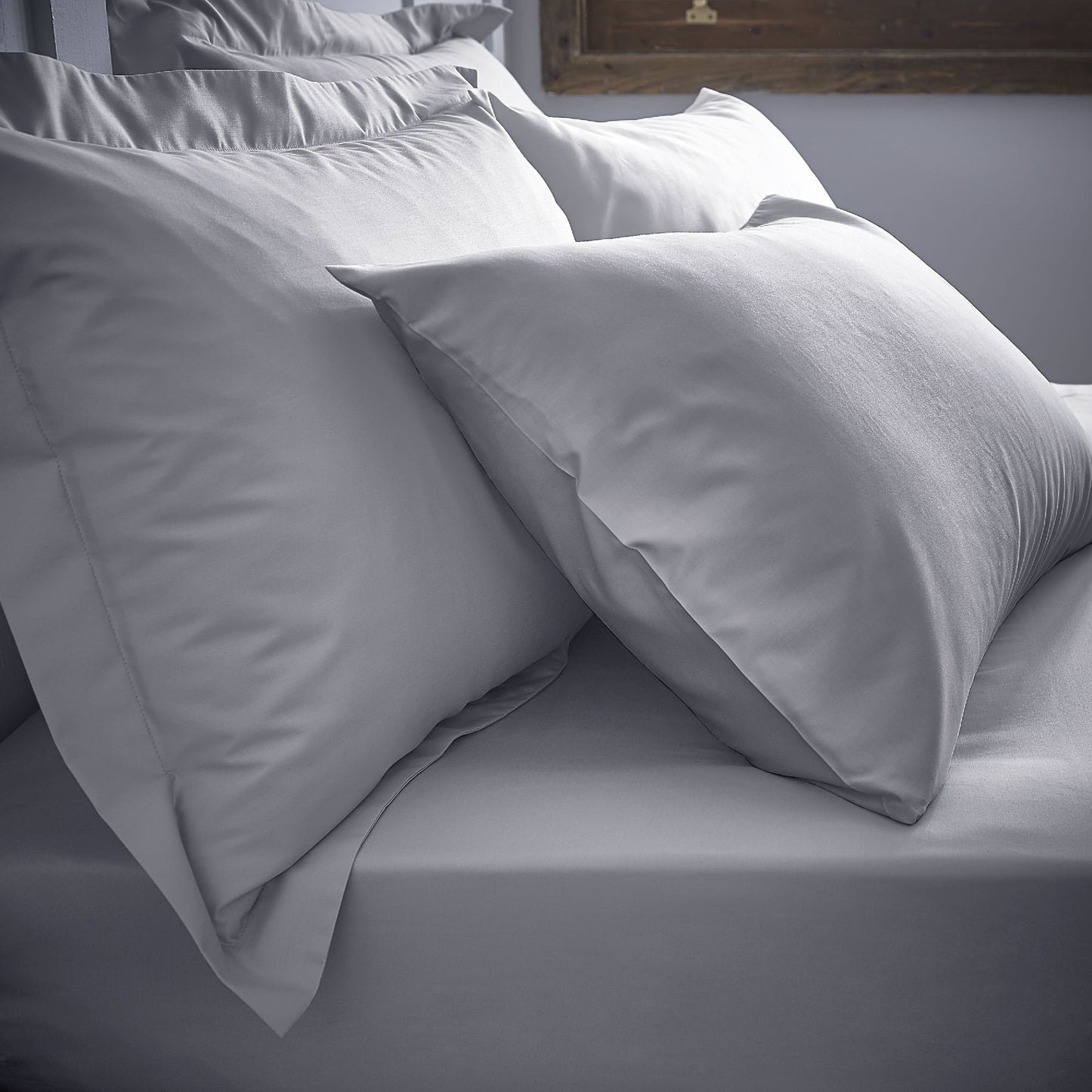 Bianca Grey 200TC 100% Cotton Percale Oxford Pillowcase Pair