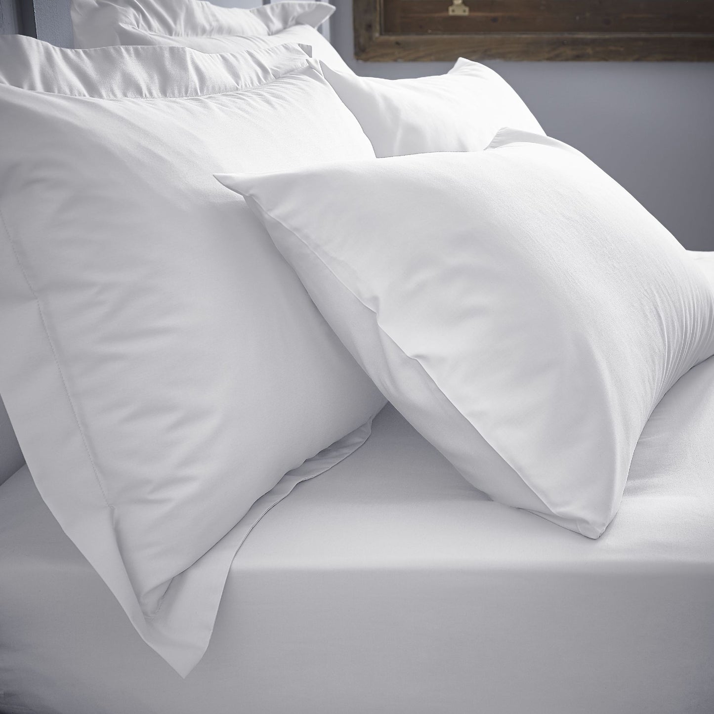 Bianca White 200TC 100% Cotton Percale Oxford Pillowcase Pair