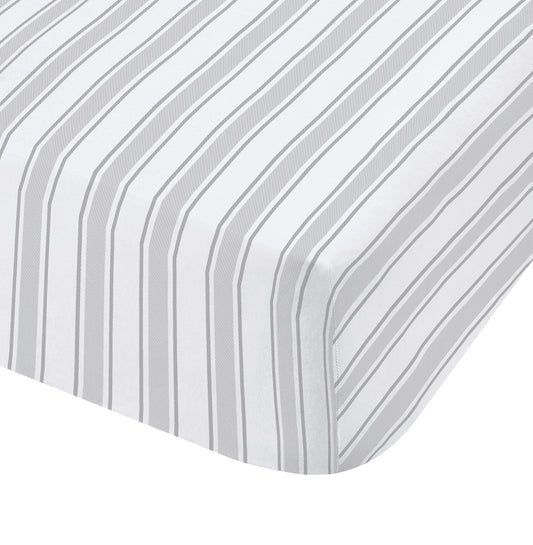 Bianca Grey Check And Stripe Cotton Standard (25cm) Fitted Sheet
