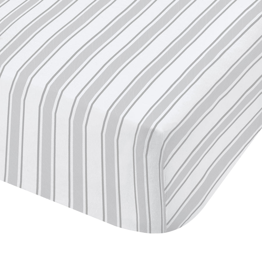 Bianca Grey Check And Stripe 100% Cotton Standard (25cm) Fitted Sheet