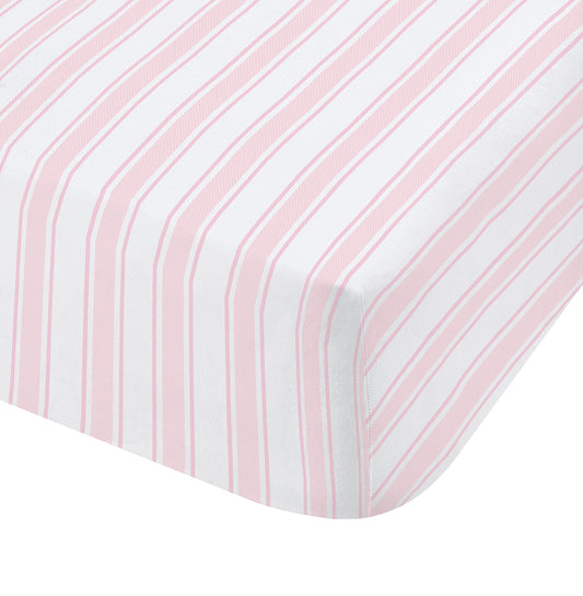 Bianca Pink Check And Stripe Cotton Standard (25cm) Fitted Sheet