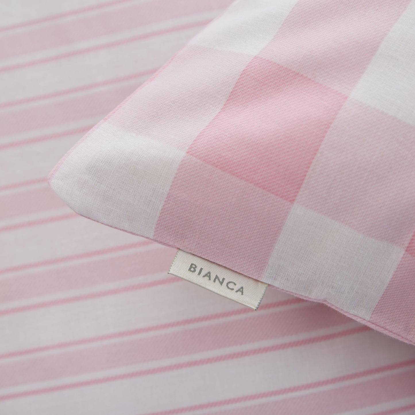 Bianca Pink Check and Stripe 100% Cotton Standard (25cm) Fitted Sheet