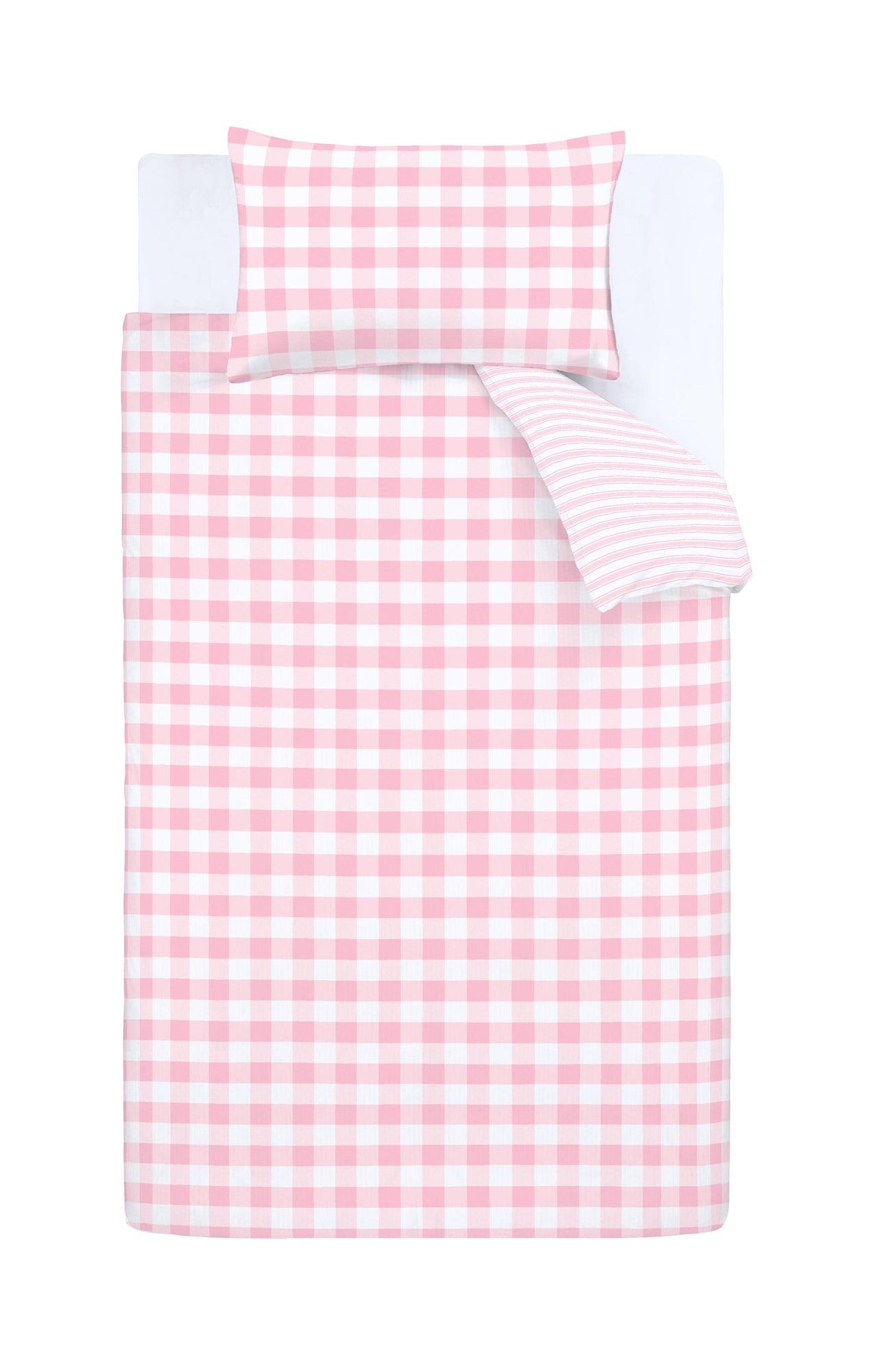 Bianca Pink Check And Stripe Cotton Standard (25cm) Fitted Sheet