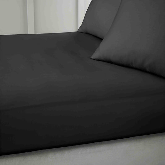 Bianca Black 400TC Cotton Sateen Fitted Sheet