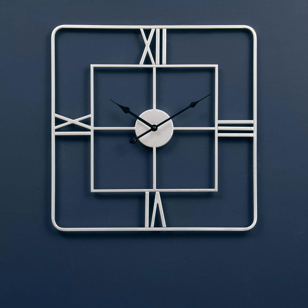 Kent Silver Finish Square Wall Clock