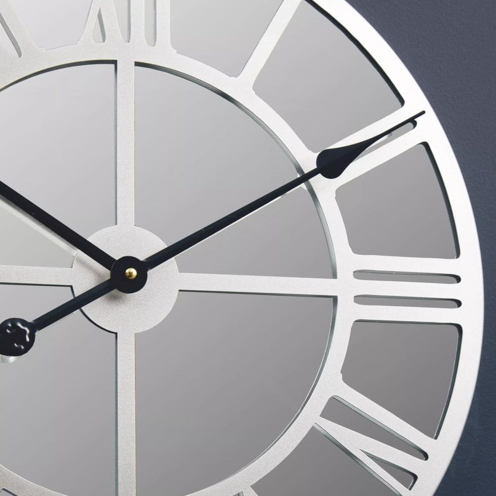 Kent Silver Mirrored Wall Clock