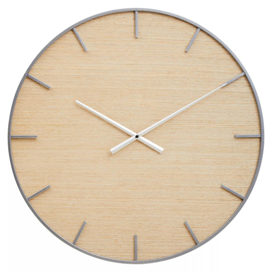 Kent Silver And Natural Wall Clock