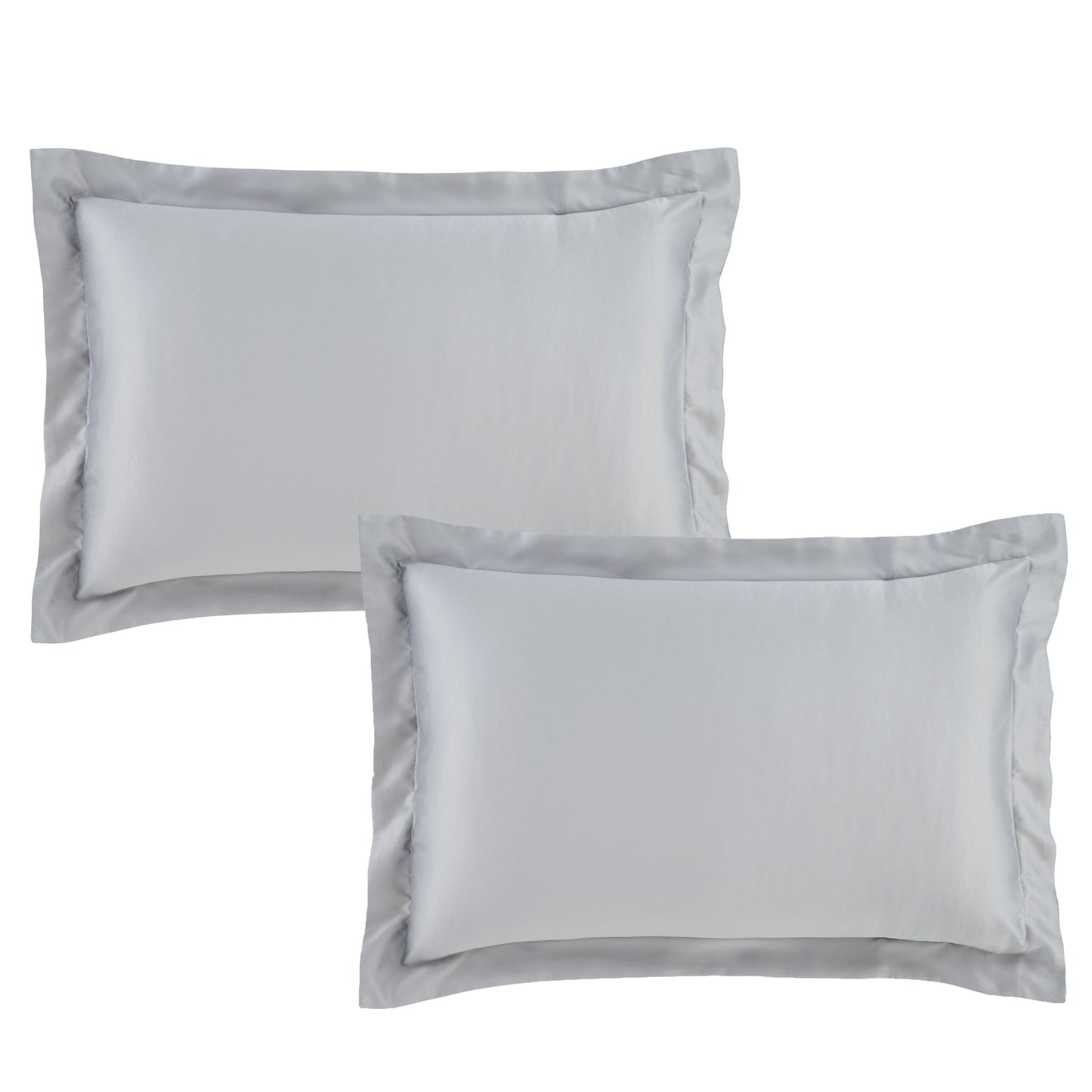 Catherine Lansfield Silver Silky Soft Satin Oxford Pillowcase Pair