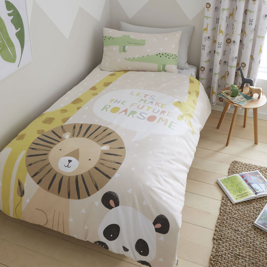 Catherine Lansfield Roarsome Animals Reversible Duvet Set