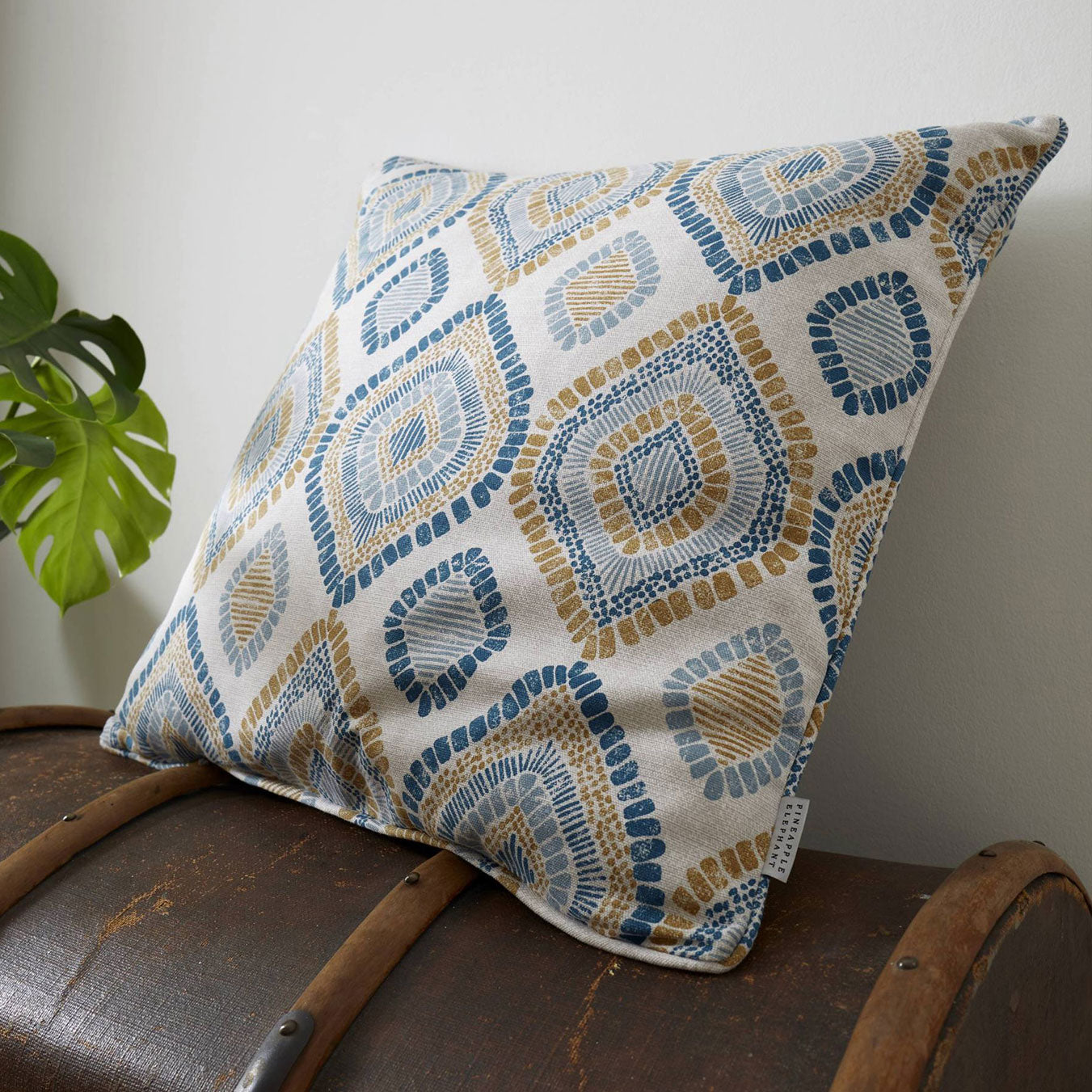 Pineapple Elephant Ziri Teal Large Cushion (55cm x 55cm)