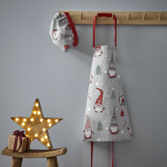 Catherine Lansfield Christmas Gnomes Kids Apron & Hat Set