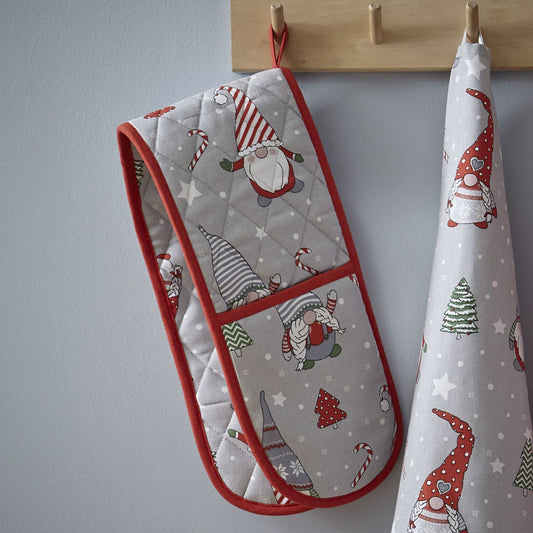 Catherine Lansfield Christmas Gnomes Cotton Double Oven Glove