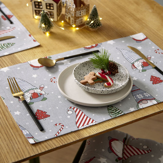 Catherine Lansfield Christmas Gnomes Cotton Placemat 4 Pack
