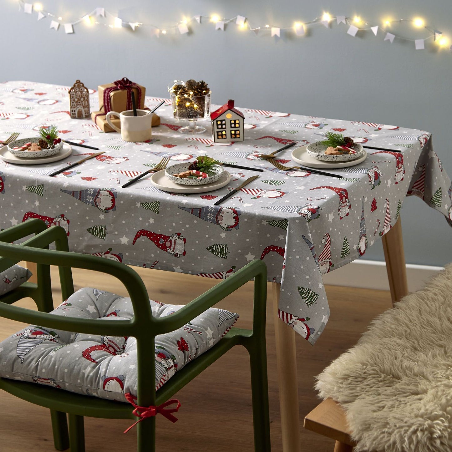 Catherine Lansfield Christmas Gnome Cotton Table Cloth