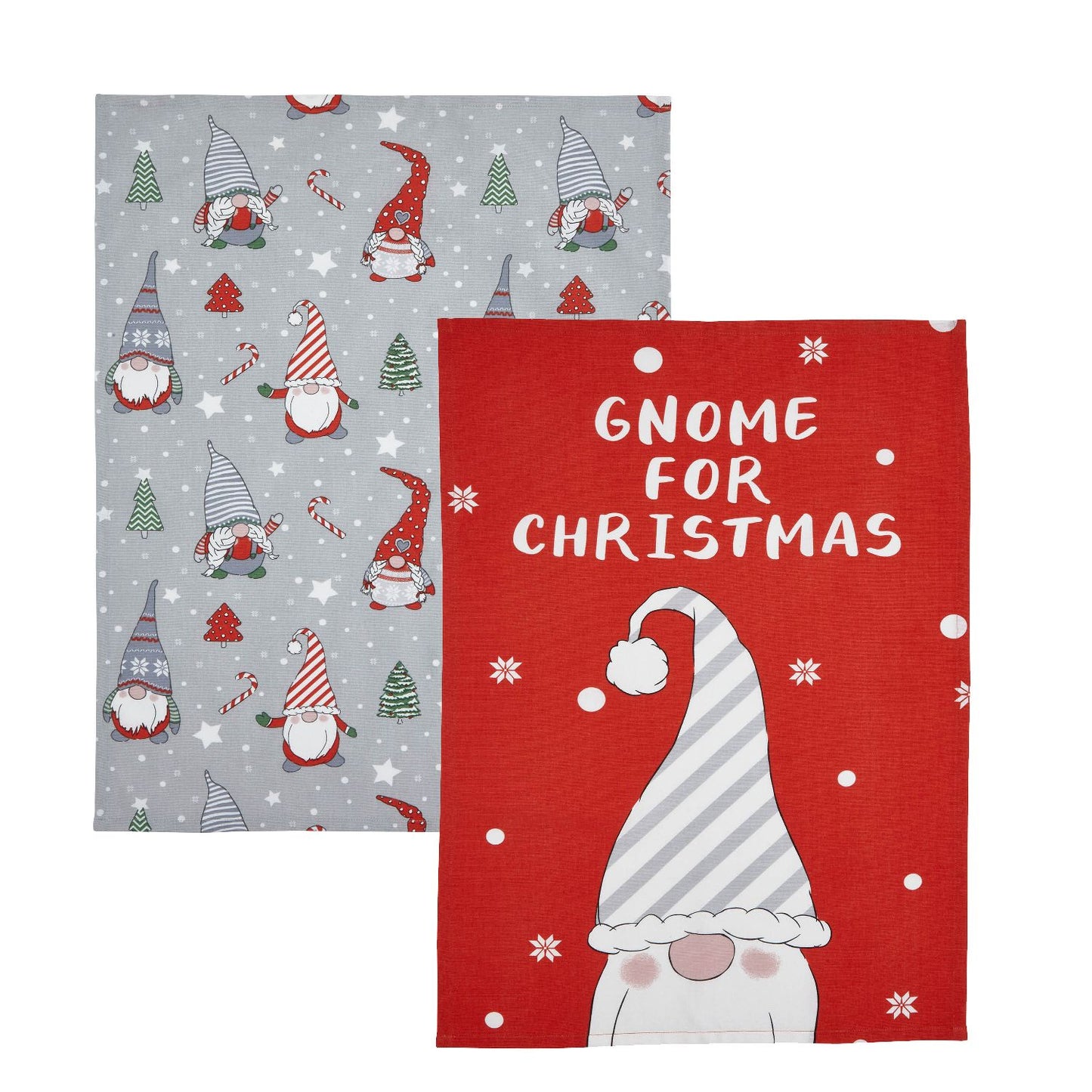 Catherine Lansfield Christmas Gnomes Cotton Tea Towel Pack of 4