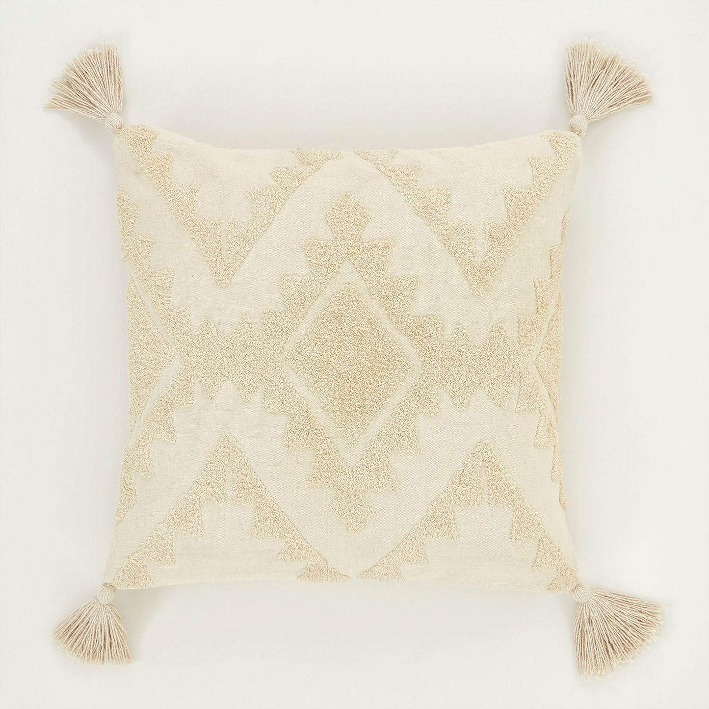 Pineapple Elephant Imani Ecru Tufted Tassel Cushion (45cm x 45cm)