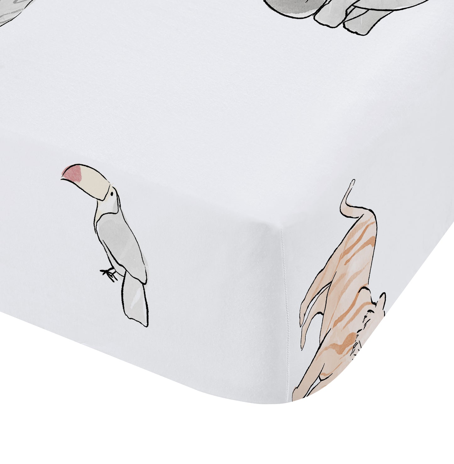 Bianca White Zoo Animals Kids 100% Cotton (25cm) Fitted Sheet