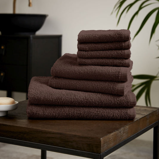 Catherine Lansfield Quick Dry Chocolate Cotton 8 Piece Towel Bale Set