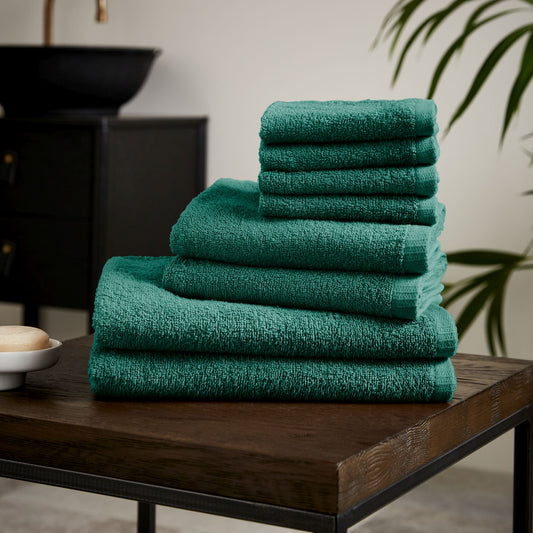 Catherine Lansfield Quick Dry Forest Green Cotton 8 Piece Towel Bale Set