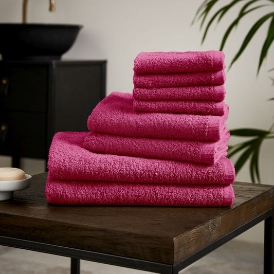 Catherine Lansfield Quick Dry Hot Pink Cotton 8 Piece Towel Bale Set