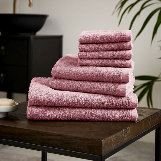 Catherine Lansfield Quick Dry Pink Cotton 8 Piece Towel Bale Set