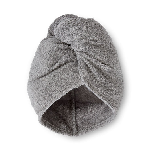 Catherine Lansfield Quick Dry Grey Cotton Turbie Head Wrap Towel (Pair)