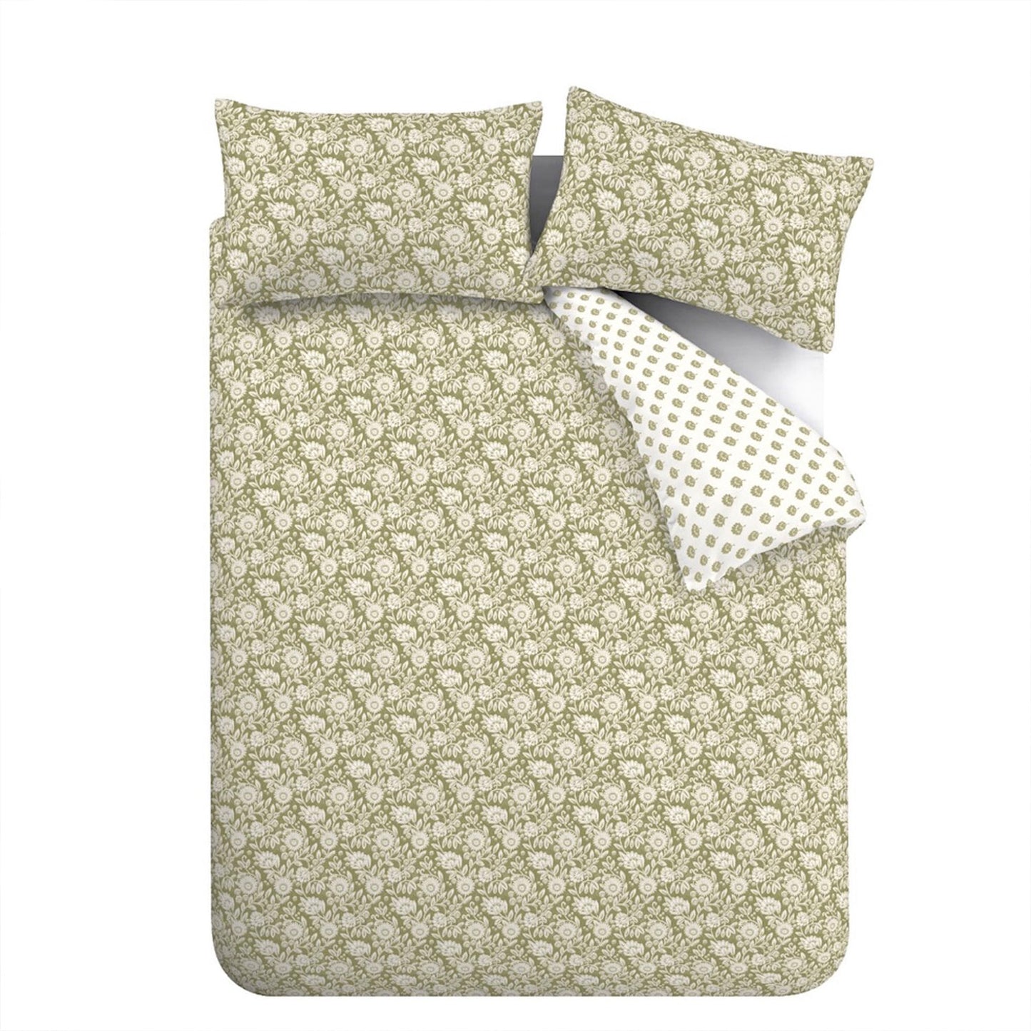 Pineapple Elephant Tangier Floral Olive Green Duvet Set