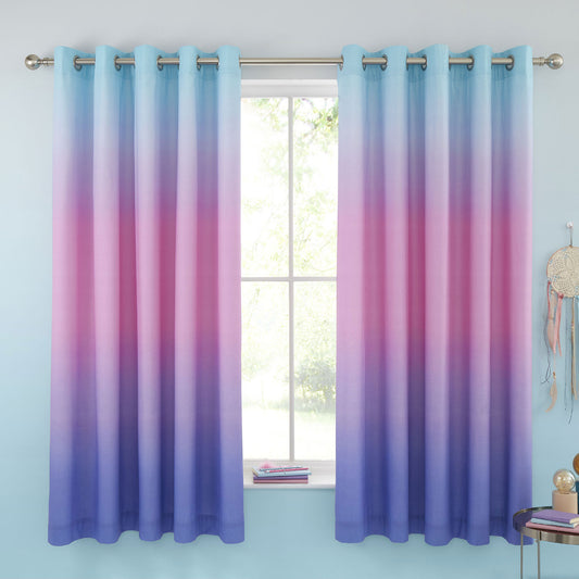 Catherine Lansfield Ombre Rainbow Clouds Pastel Eyelet Curtains