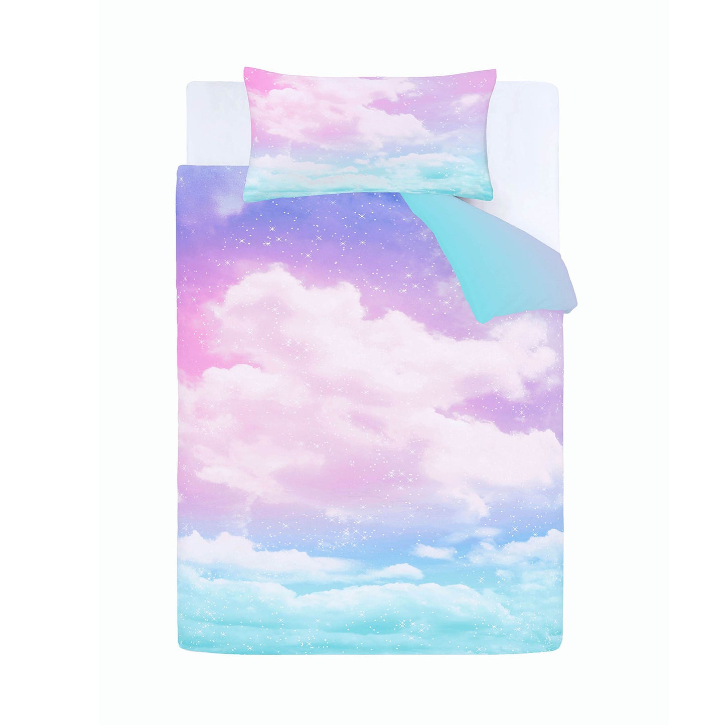Catherine Lansfield Ombre Rainbow Clouds Pastel Reversible Duvet Set