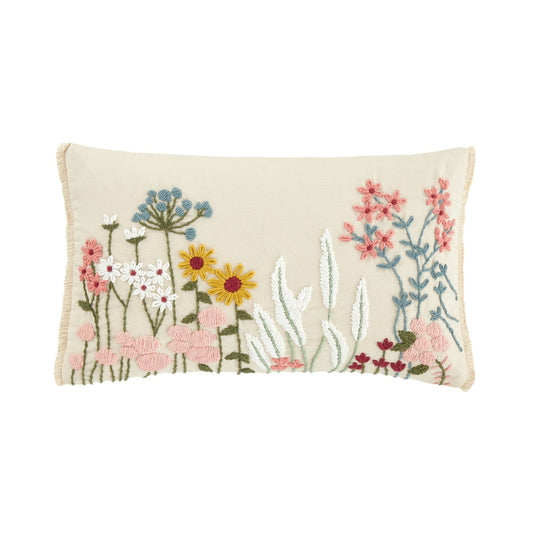 Catherine Lansfield Countryside Floral Natural Embellished Cushion