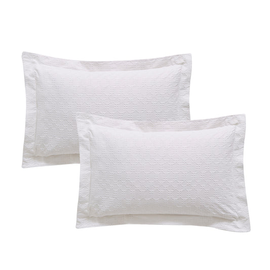 Bianca White Waffle Cotton Circle Oxford Pillowcase Pair