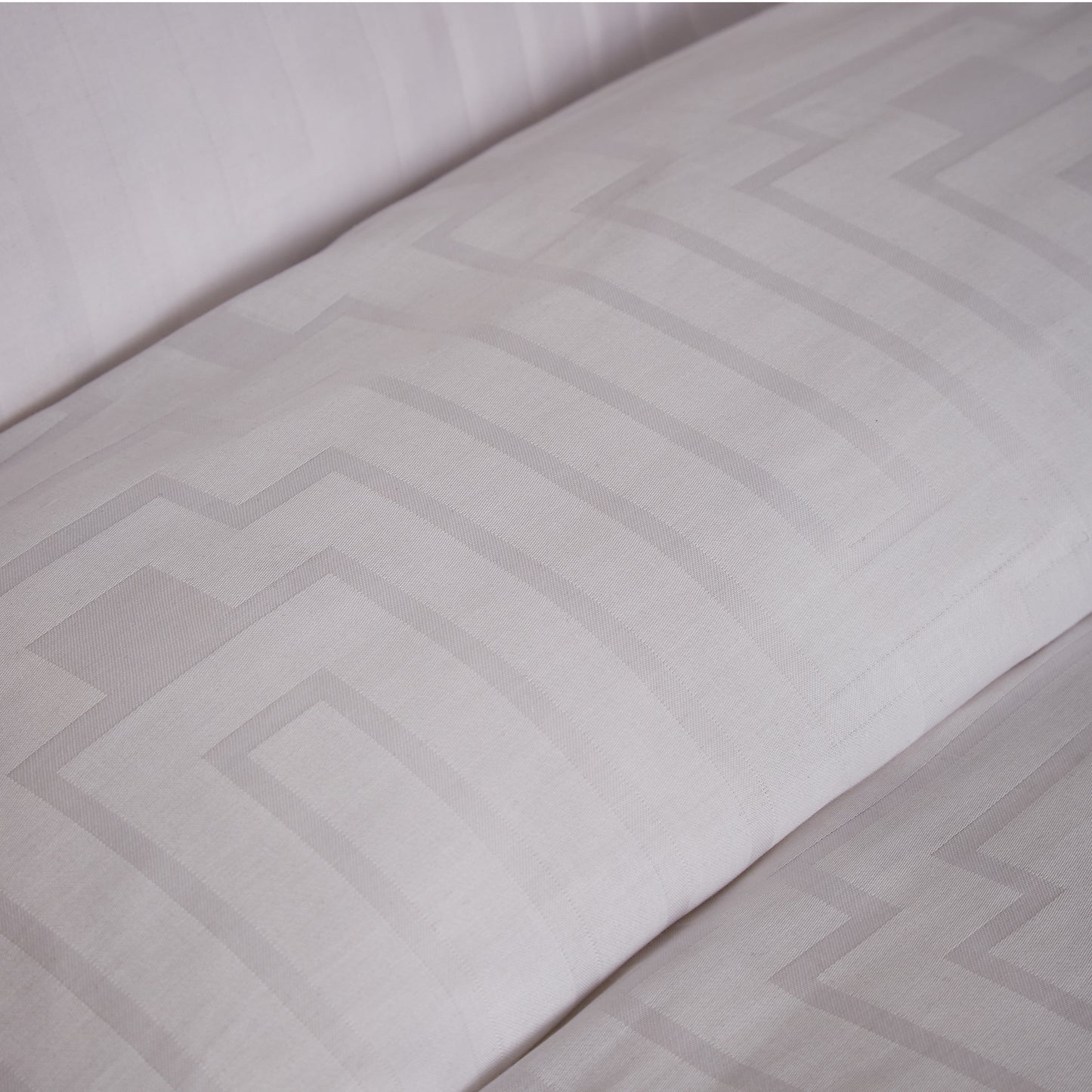 Bianca White Satin Geo Jacquard 100% Cotton Duvet Set