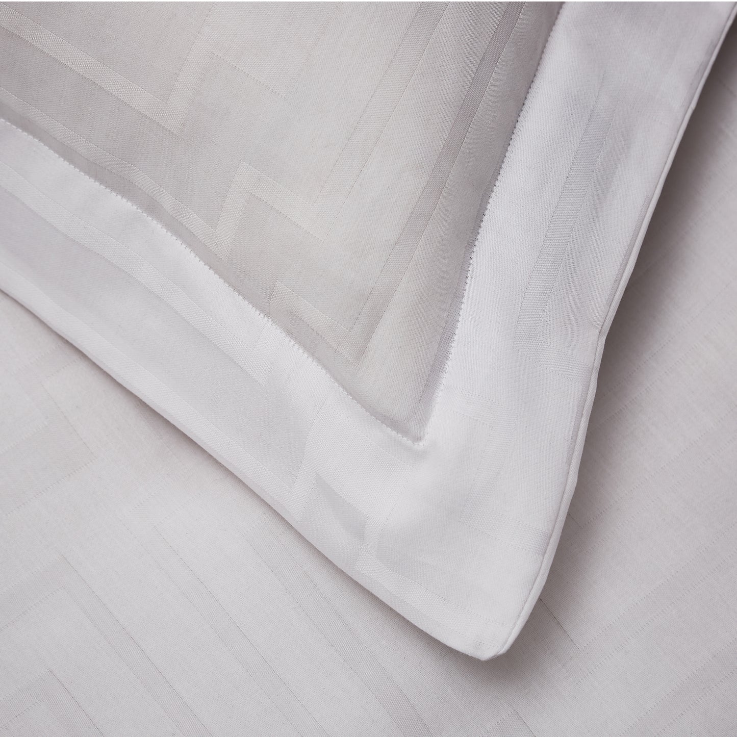 Bianca White Satin Geo Jacquard Cotton Oxford Pillowcase Pair