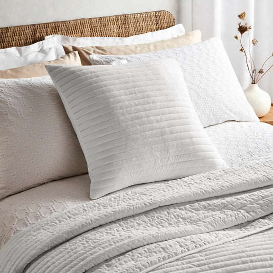 Bianca White Quilted Lines Filled Cushion (55cm x 55cm)