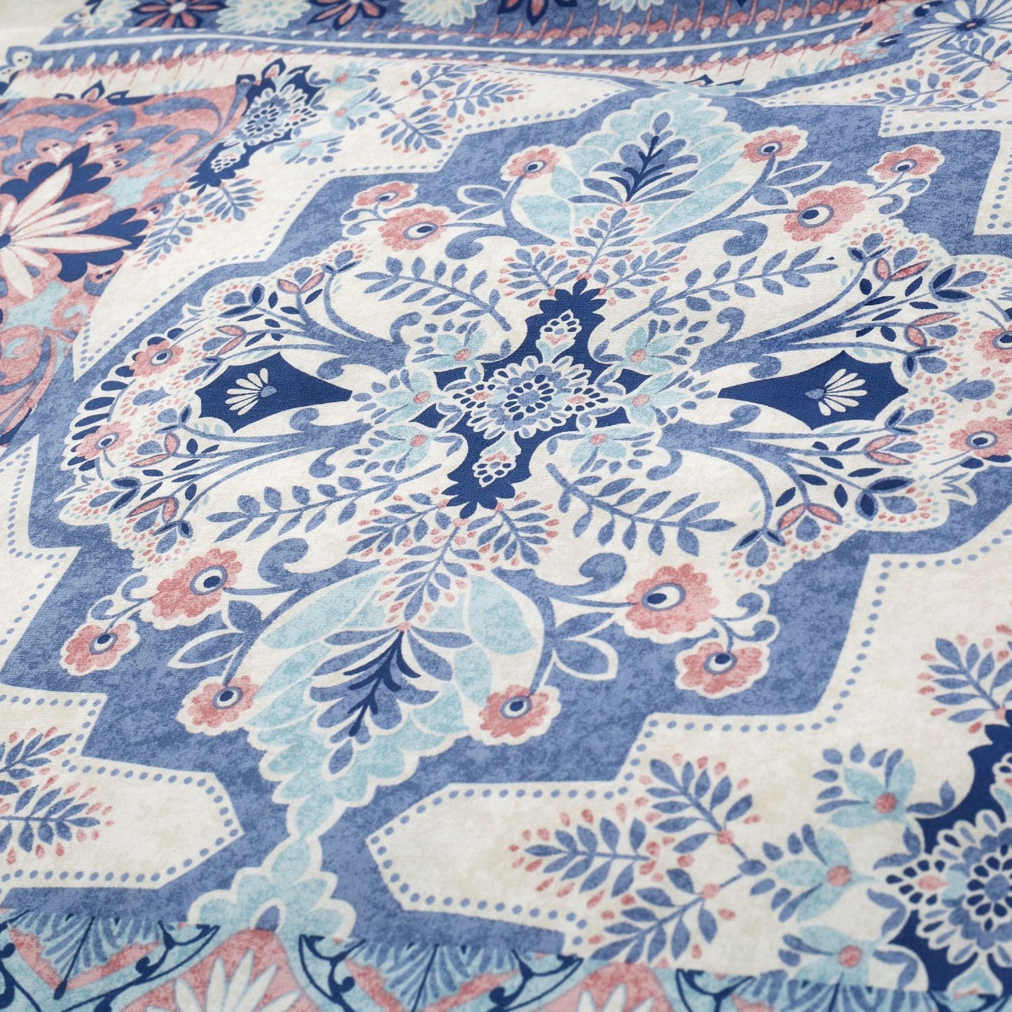 Catherine Lansfield Boho Patchwork Blue Reversible Duvet Set