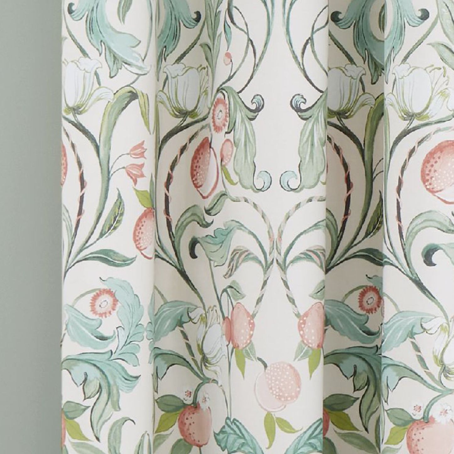 Catherine Lansfield Clarence Natural Floral Lined Eyelet Curtains