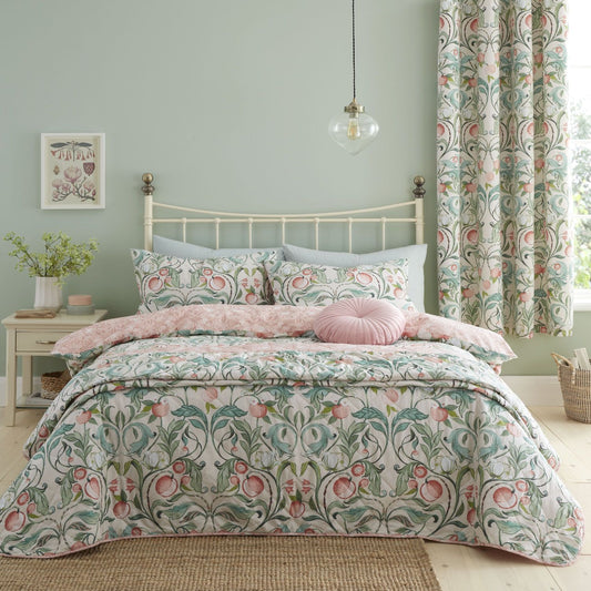 Catherine Lansfield Clarence Natural Floral Reversible Duvet Set