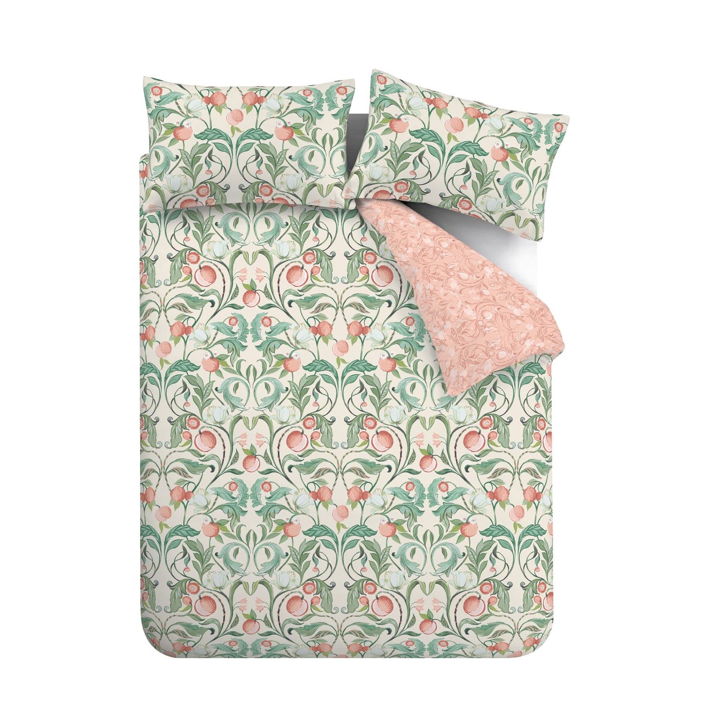 Catherine Lansfield Clarence Natural Floral Reversible Duvet Set