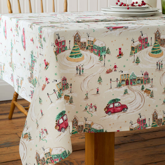 Catherine Lansfield Christmas Town Cotton Table Cloth
